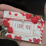 14K Gold Heart Red String Bracelet | 585 Gold Love Bracelet | Valentine’s Day Heart Bracelet