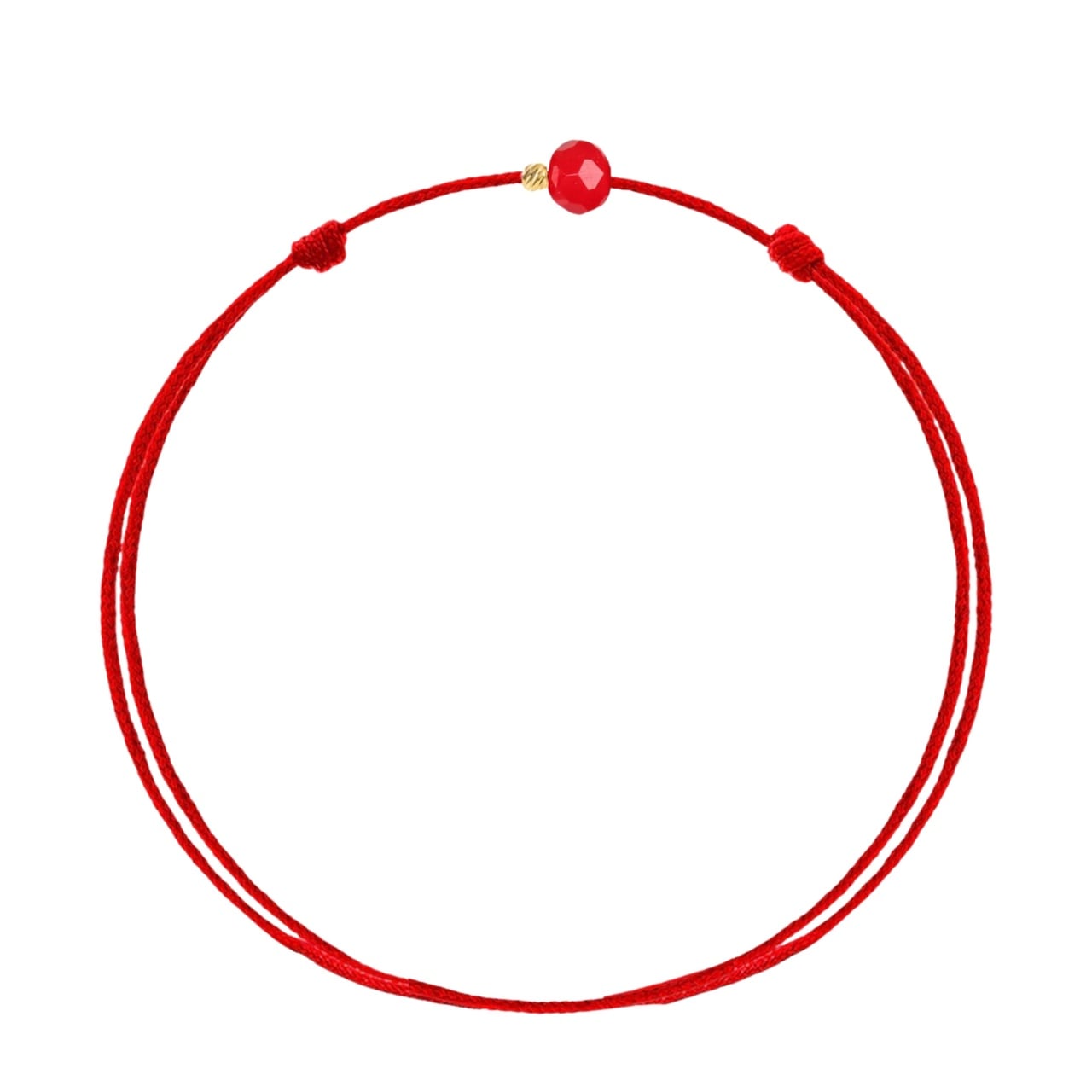 Friendship Bracelet with Red String, 4mm Crystal & 14K Gold 2mm Bead