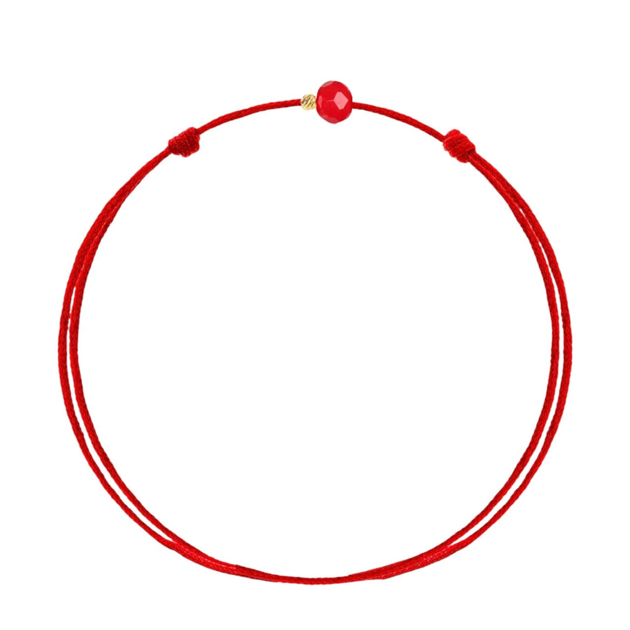 Friendship Bracelet with Red String, 4mm Crystal & 14K Gold 2mm Bead