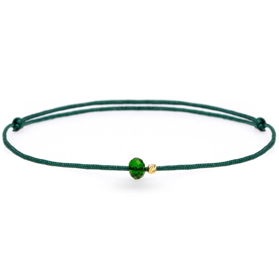 Friendship Bracelet with Red String, 4mm Crystal & 14K Gold 2mm Bead