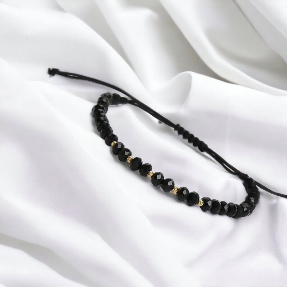 Crystal Bracelet with 5 Solid 14K Gold Beads