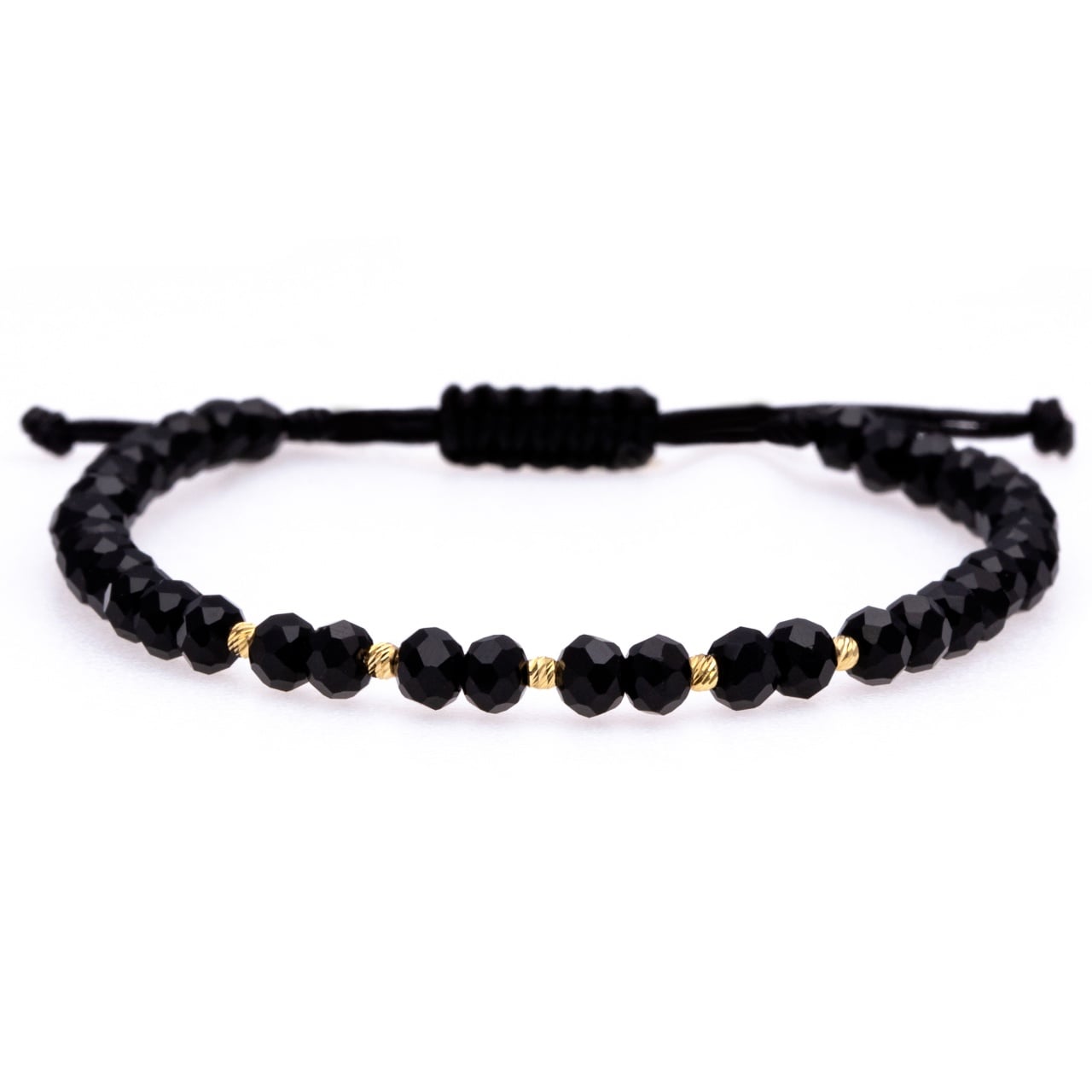 Crystal Bracelet with 5 Solid 14K Gold Beads