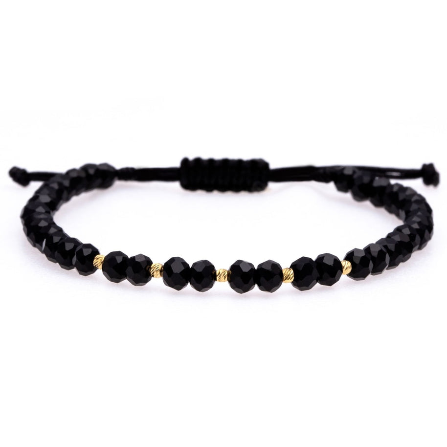 Crystal Bracelet with 5 Solid 14K Gold Beads