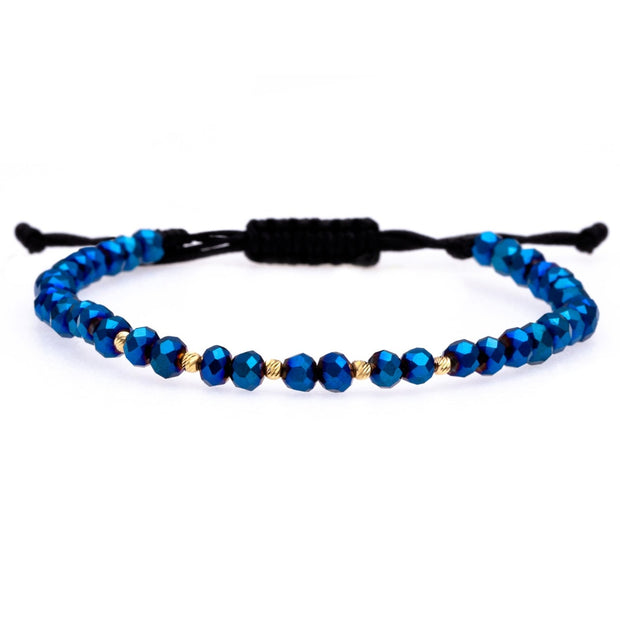 Crystal Bracelet with 5 Solid 14K Gold Beads