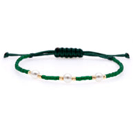 Delica Bracelet with Emerald Green Miyuki Beads and 6 Solid 14K Gold Beads