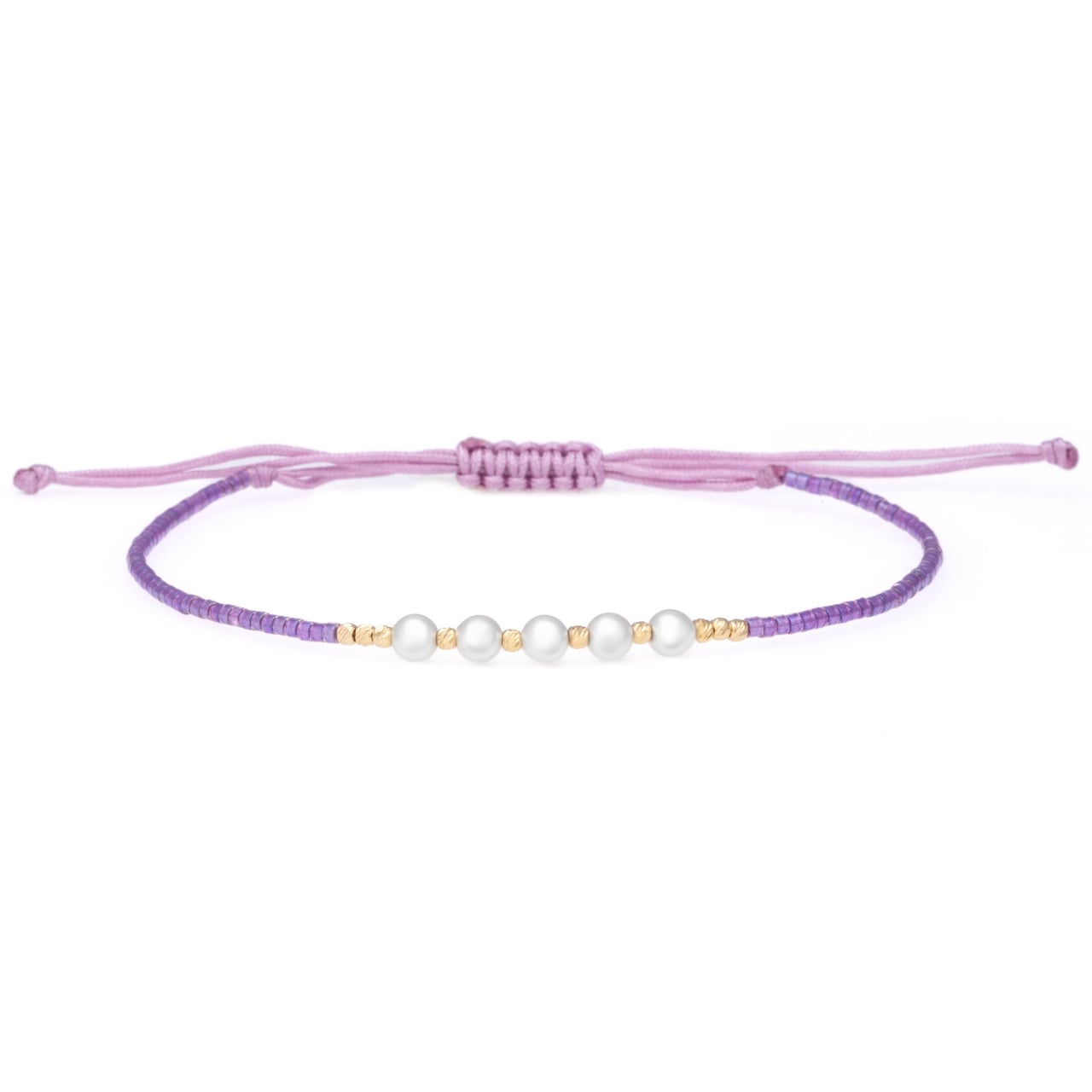 Pearly Bracelet with Miyuki Beads and 10 14K Gold Beads