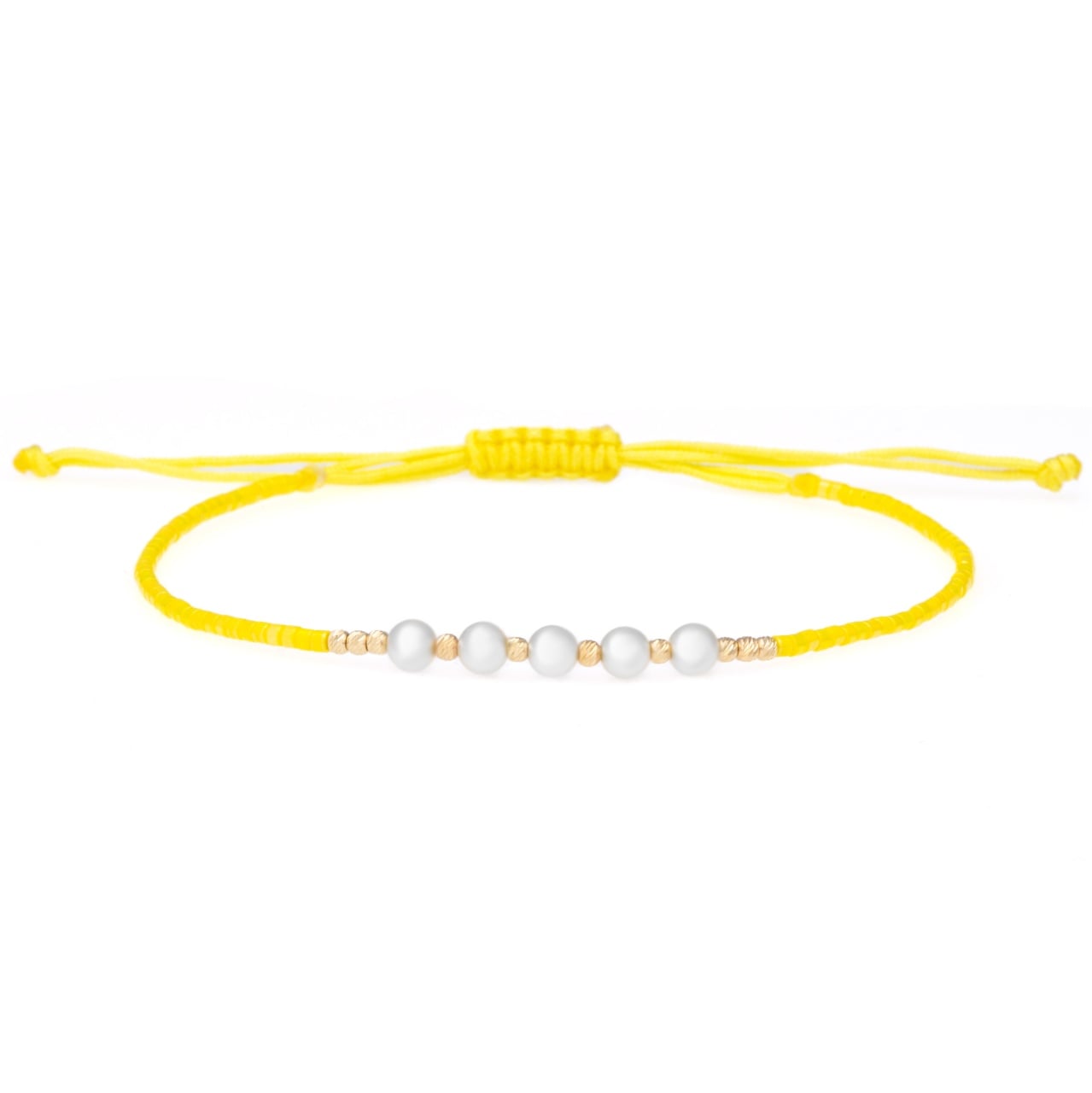 Pearly Bracelet with Miyuki Beads and 10 14K Gold Beads