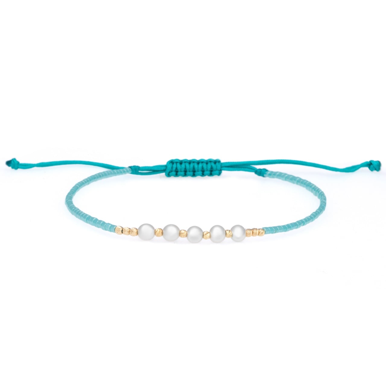 Pearly Bracelet with Miyuki Beads and 10 14K Gold Beads