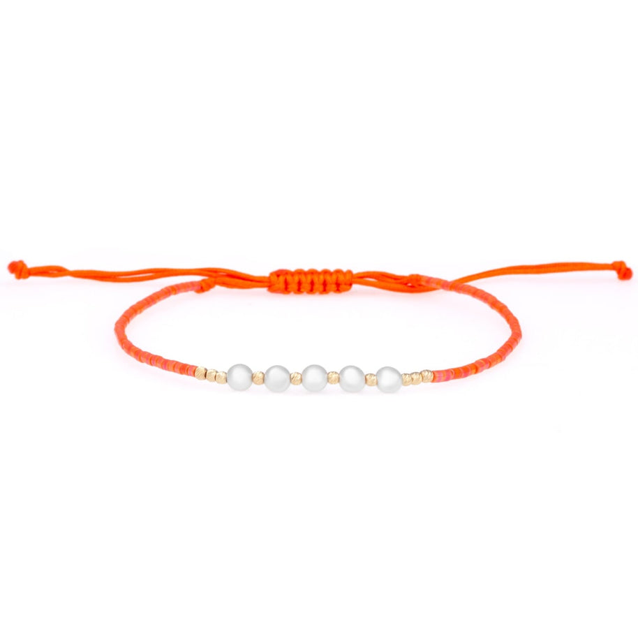 Pearly Bracelet with Miyuki Beads and 10 14K Gold Beads