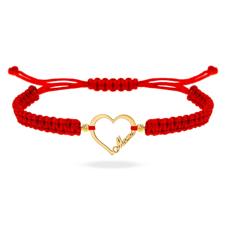 “Te Iubesc Mama” Cord Bracelet with 14K Gold Pendant