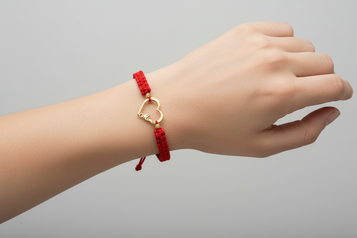 “Te Iubesc Mama” Cord Bracelet with 14K Gold Pendant