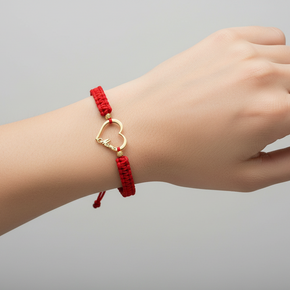 “Te Iubesc Mama” Cord Bracelet with 14K Gold Pendant