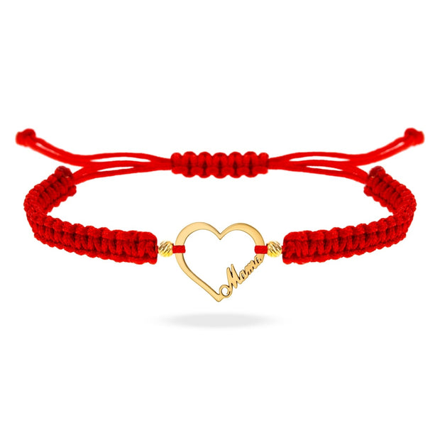 “Te Iubesc Mama” Cord Bracelet with 14K Gold Pendant