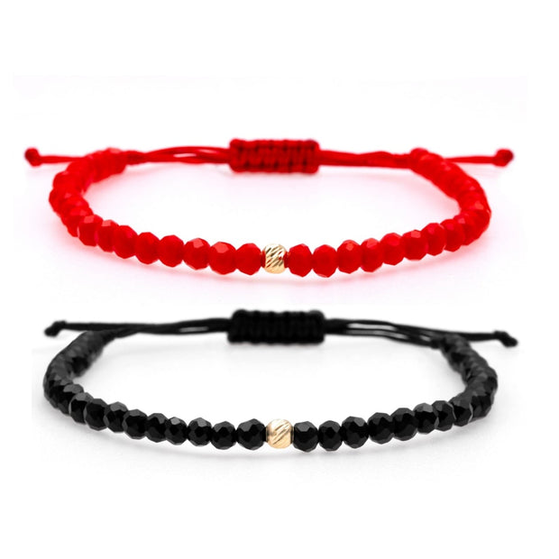 Couples Bracelet Set – 2 Cord Bracelets with 14K Gold Beads
