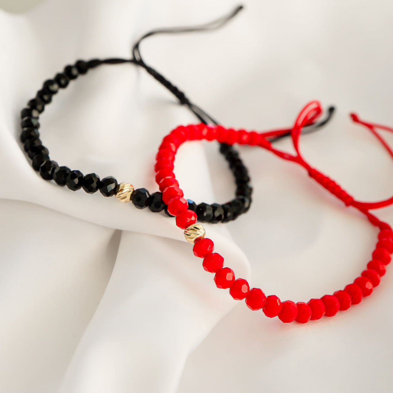 Couples Bracelet Set – 2 Cord Bracelets with 14K Gold Beads