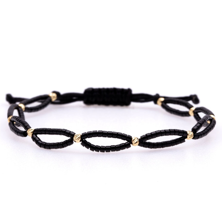 London Bracelet with Miyuki Beads and 10 × 2.5 mm 14K Gold Beads