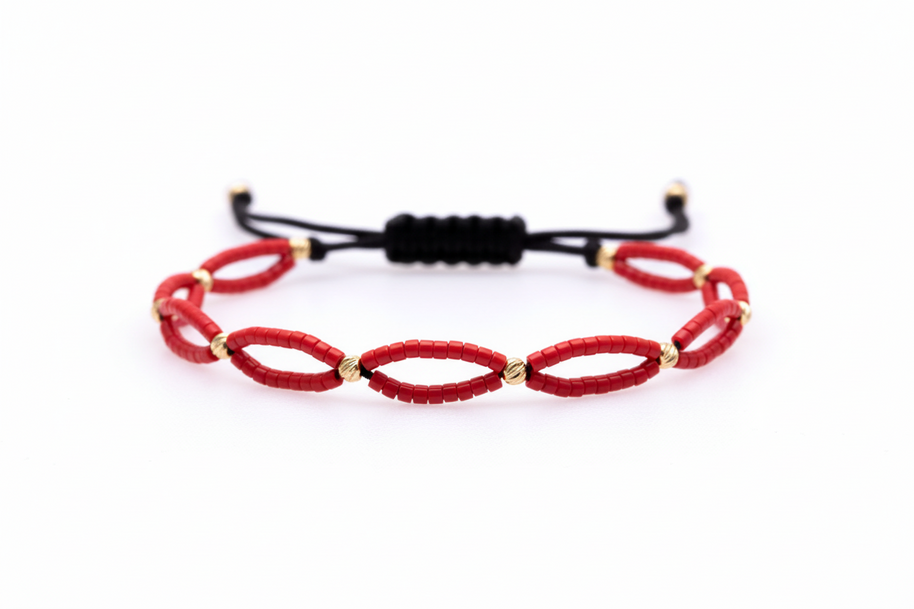 London Bracelet with Miyuki Beads and 10 × 2.5 mm 14K Gold Beads