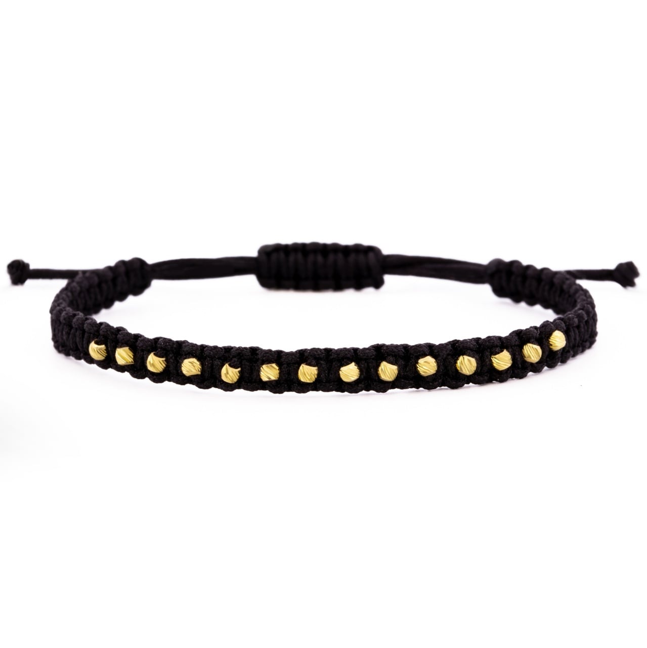 Cord Bracelet with 14 Solid 14K Gold Beads