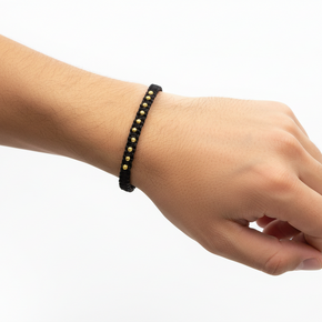 Cord Bracelet with 14 Solid 14K Gold Beads