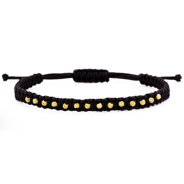 Cord Bracelet with 14 Solid 14K Gold Beads