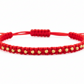 Cord Bracelet with 14 Solid 14K Gold Beads