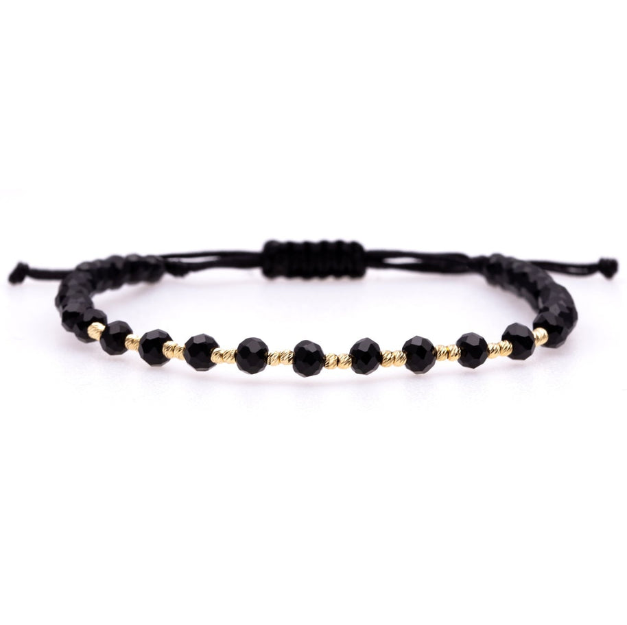Cord Bracelet with Glass Crystals and 14K Gold Beads