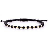 Cord Bracelet with Glass Crystals and 14K Gold Beads