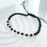 Cord Bracelet with Glass Crystals and 14K Gold Beads