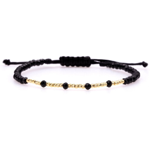 Cord Bracelet with 25 Solid 14K Gold Beads