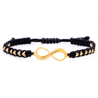 Cord Bracelet with 14K Gold Infinity Symbol and 20 × 2.5 mm Gold Beads