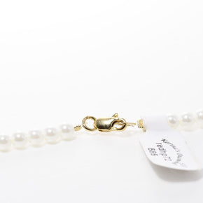 Pearl Necklace with Red Heart Beads and Solid 14K Gold Accents