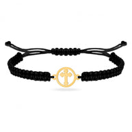 14K Gold Cross Disc Cord Bracelet