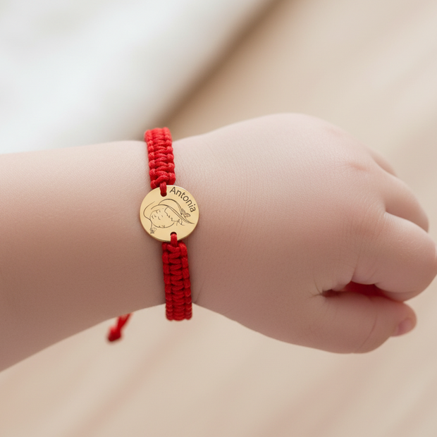 14K Gold Personalized Coin Cord Bracelet – 10 mm