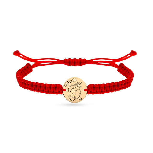 14K Gold Personalized Coin Cord Bracelet – 10 mm