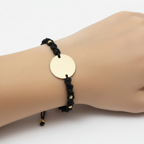 Red Cord Bracelet with 14K Gold Coin (15 mm) and 4 Gold Beads