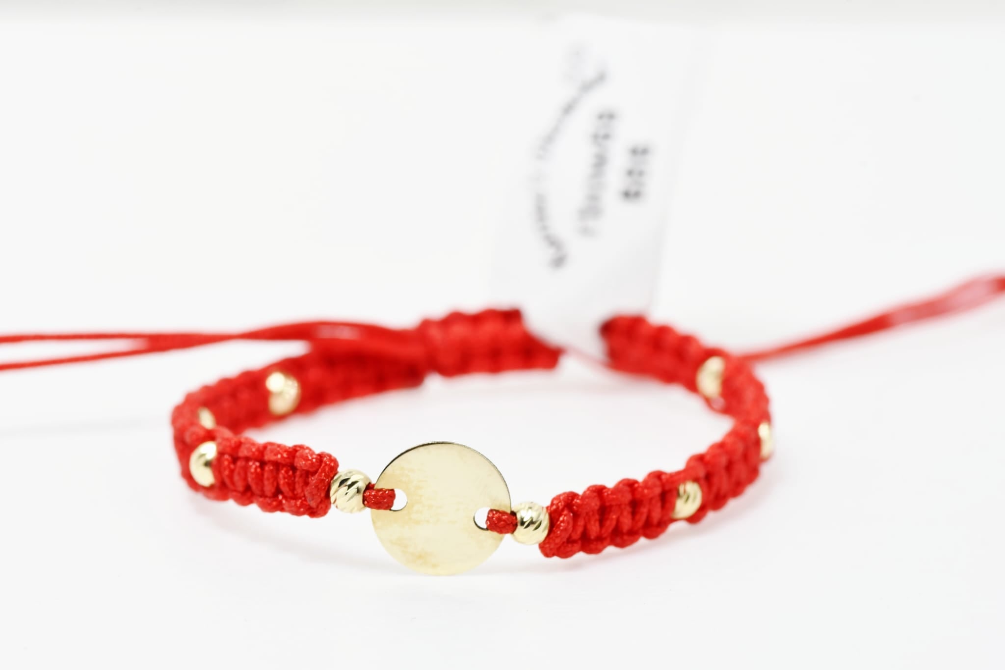 Personalised Gold Coin Cord Bracelet 10mm with 8 Beads
