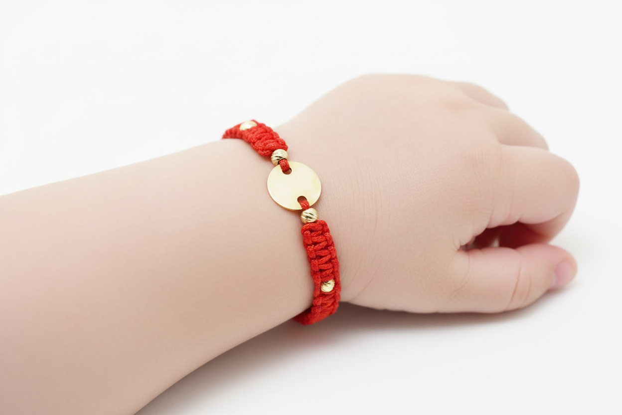 Personalised Gold Coin Cord Bracelet 10mm with 8 Beads