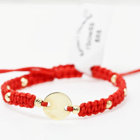 Personalised Gold Coin Cord Bracelet 10mm with 8 Beads