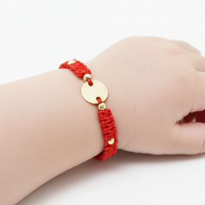 Personalised Gold Coin Cord Bracelet 10mm with 8 Beads