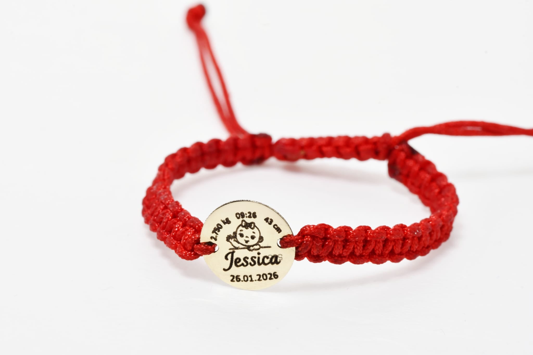 Personalised Birth Detail Gold Coin Cord Bracelet – 14K Gold