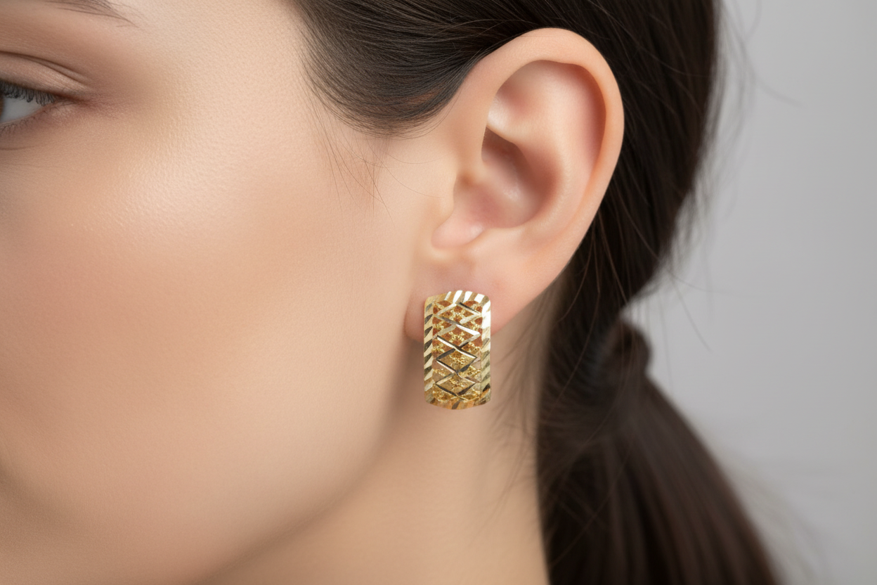 Textured Gold Hoop Earrings – 14K Gold