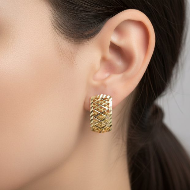 Textured Gold Hoop Earrings – 14K Gold