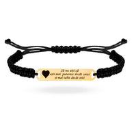BLACK CORDED GOLD PERSONALISED PLATE BRACELET