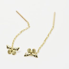 14K Gold Butterfly Threader Earrings – 5 cm