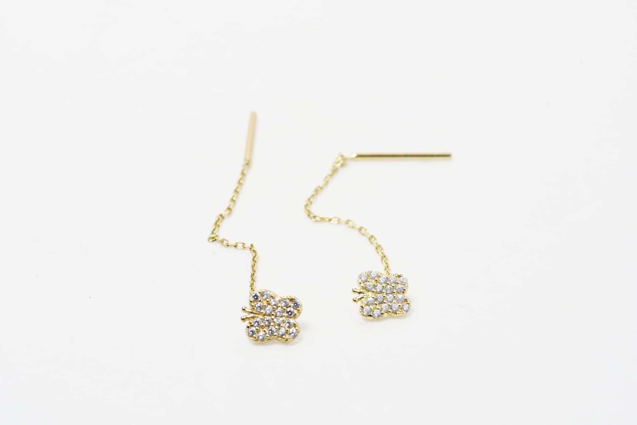 Butterfly Threader Earrings with Cubic Zirconia