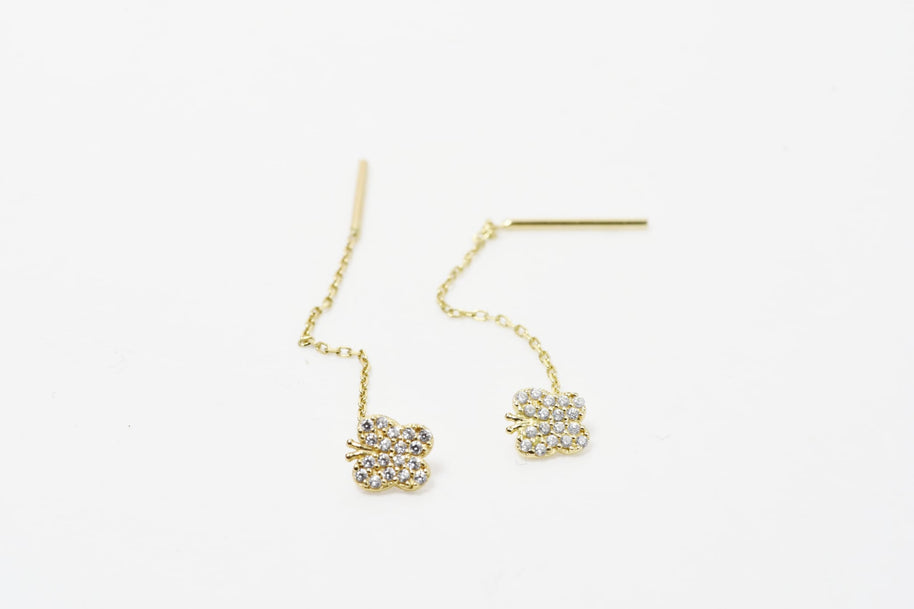 Butterfly Threader Earrings with Cubic Zirconia