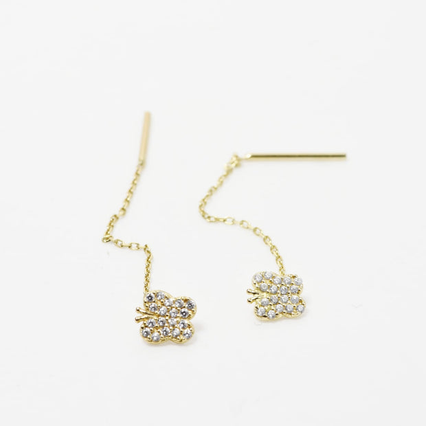 Butterfly Threader Earrings with Cubic Zirconia