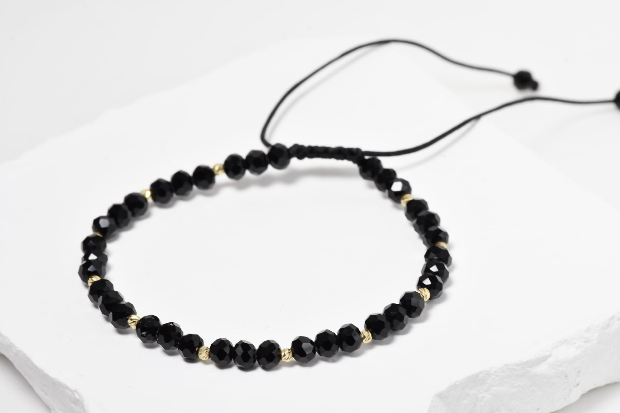 14K Gold & Black Onyx Adjustable Bracelet