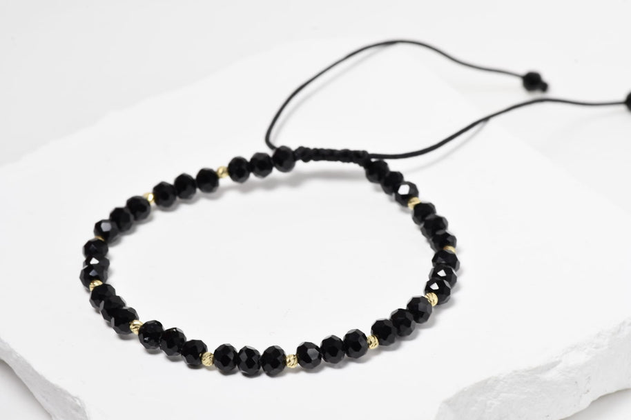 14K Gold &amp; Black Onyx Adjustable Bracelet