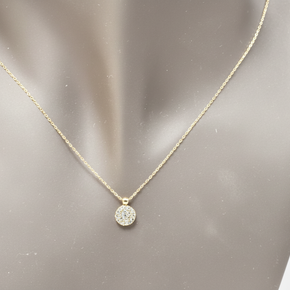14K Gold Necklace with Round Pavé Zirconia Pendant